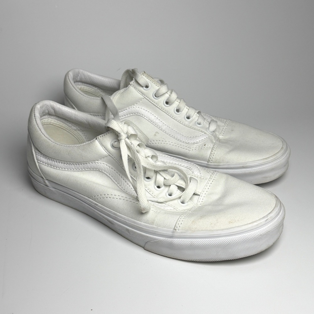 Vans Low Top White Canvas Sneakers Mens 9.5 Womens 11 Skate Shoes 500714 Skate